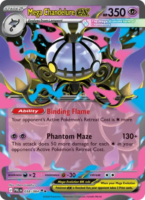 Mega Chandelure ex — Pitch Black 038/084 (Holo)